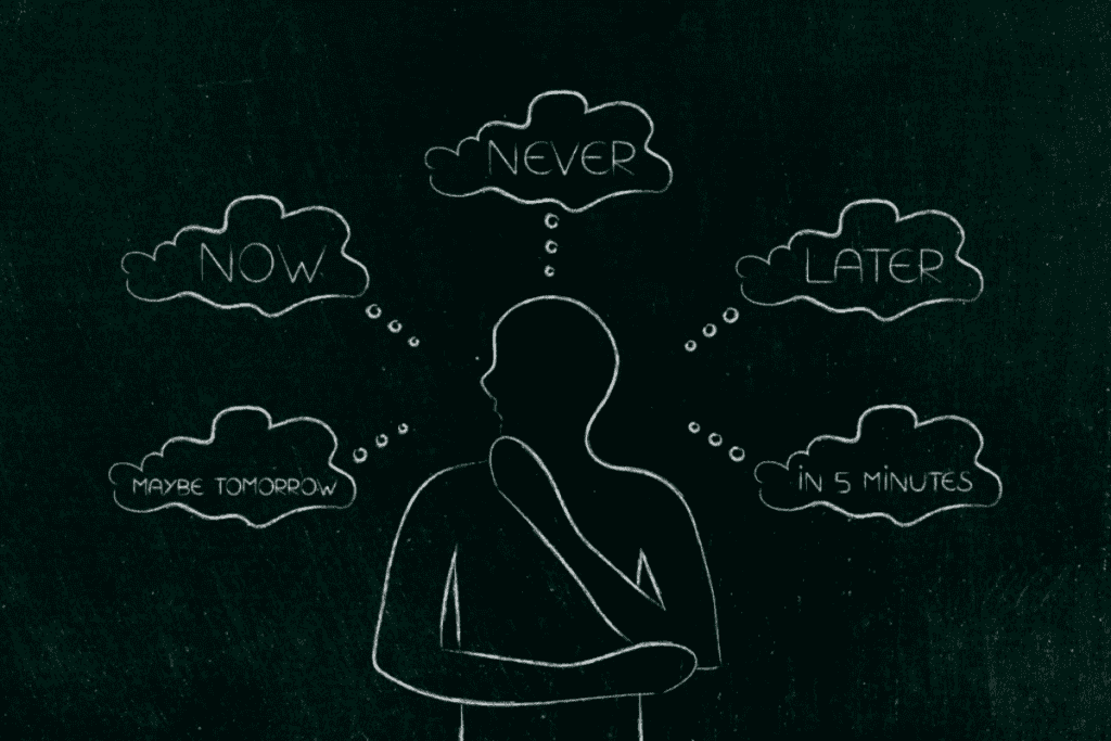 illustration of a person with doubts trying to make a decision